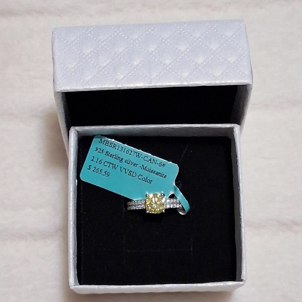 925 Sterling silver -Moissanite 2.16 CTW Size 6
